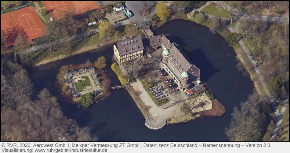 Luftbild von Schloss Wittringen in Gladbeck