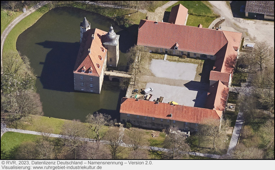 Wasserschloss Haus Heeren aus der Luft