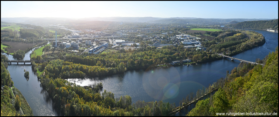 Ausblick vom Vincketurm auf die Ruhr, Lenne und den Hengsteysee