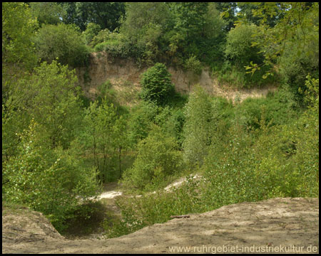 Tief eingeschnitten ist die Grube in die Landschaft