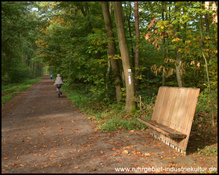 Typische Bänke an der Waldpromenade